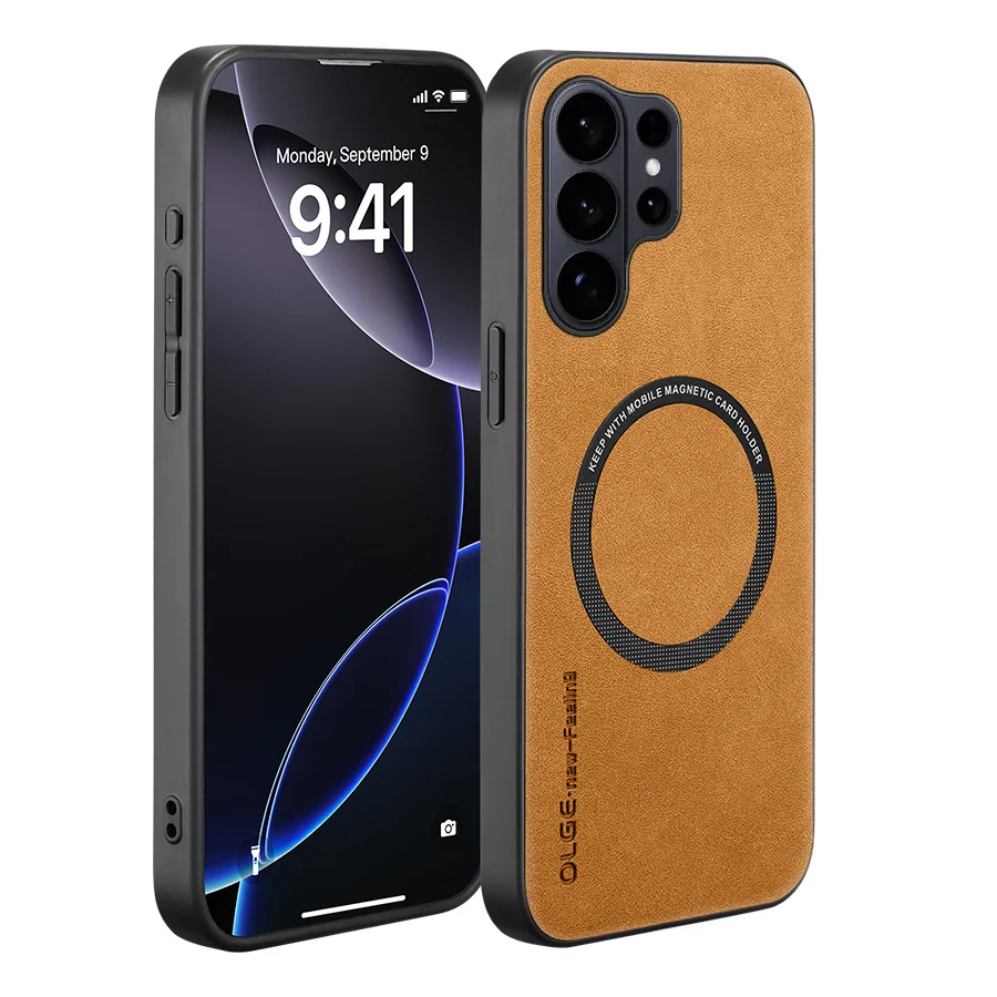 For Magsafe Phone Case For Samsung Galaxy S26 S25 S24 S23 S22 S21 S20 Puls Ultra Magnetic Wireless Charging Leather Back Cover