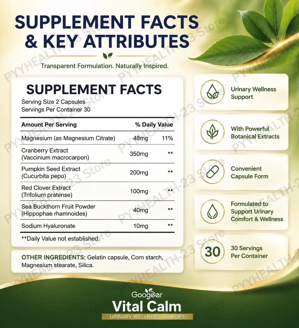 Vital Calm Capsules Relieve Urinary Discomfort Improve Urinary Tract Health Balance Moods Increase Body Vitality 60 Capsules