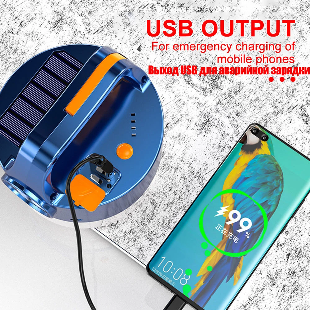 800W Solar Battery Lantern Camping Lamp USB Rechargeable LED Bulb With Remote Control Tent Light Power Bank Emergency Lighting