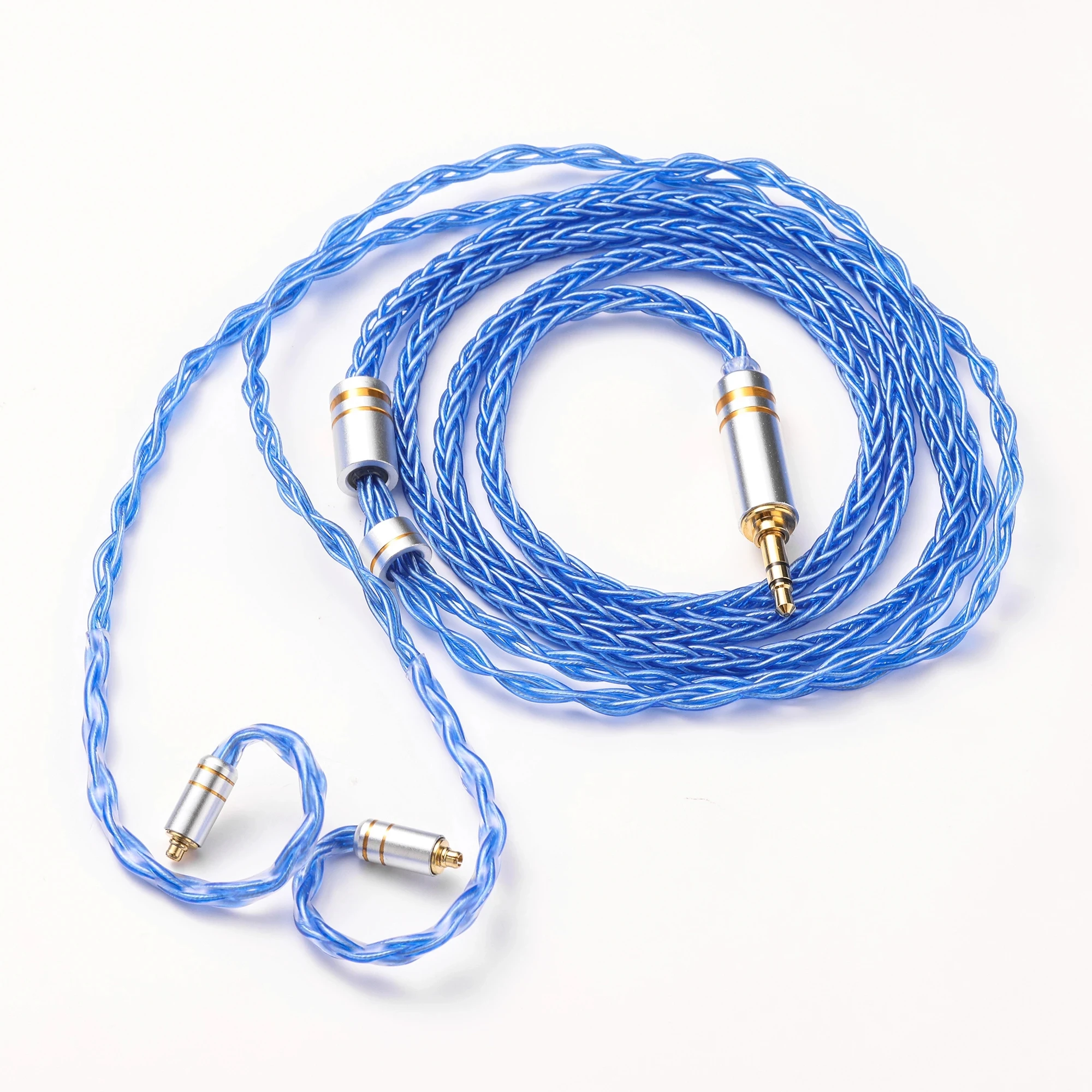 Câble de mise à niveau pour casque en cuivre monocristallin, plaqué argent, tressé bleu à 8 brins, prise équilibrée, 4.4mm, 2.5mm, Mmcx, 0.78cm, IE80, IE4