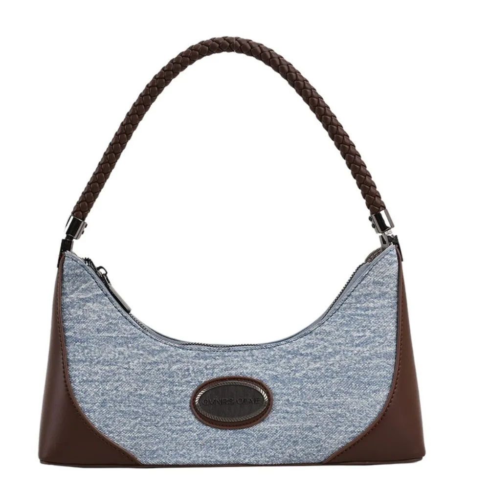 

Versatile Spicy Girl Retro Denim Armpit Bag Korean Style Y2K Crescent Bags Luxury Color Matching Handbag Shopping
