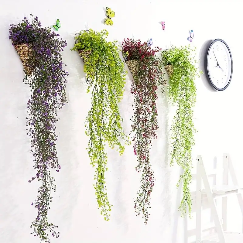 2pcs Artificial Ivy Vine Fake Hanging Wall Willow Rattan Leaves Plastic Garland Grass for Air Conditioning Home Garden Decor - view 2