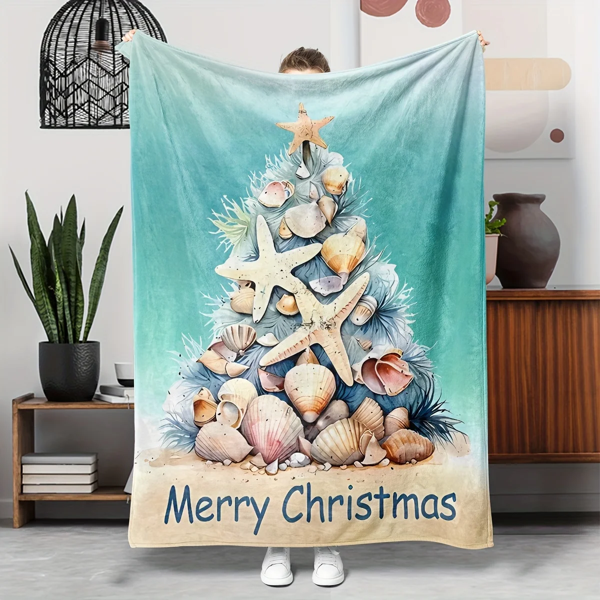Soft Warm Christmas Flannel Throw Blanket, Cozy Allergy Friendly for Couch Bed Office Travel, Machine Washable