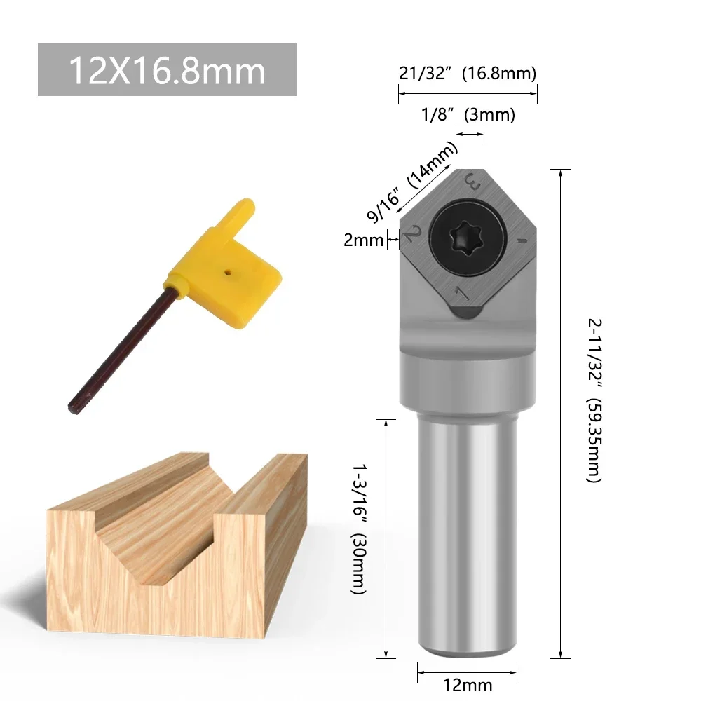 12mm Shank Insert-Style V Type Spoilboard CNC Router Bit Replaceable Blade Planing Bit Face End Milling Cutter For Wood