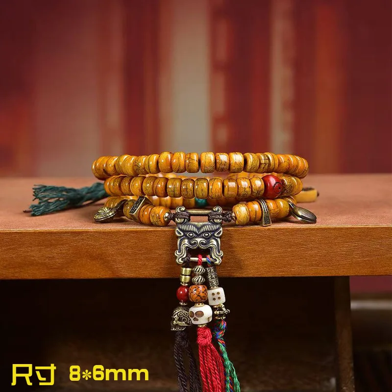 - returned yak bone 108-bead Buddhist prayer , bucket beads, Tibetan-style cultural and art objects, dice, copp