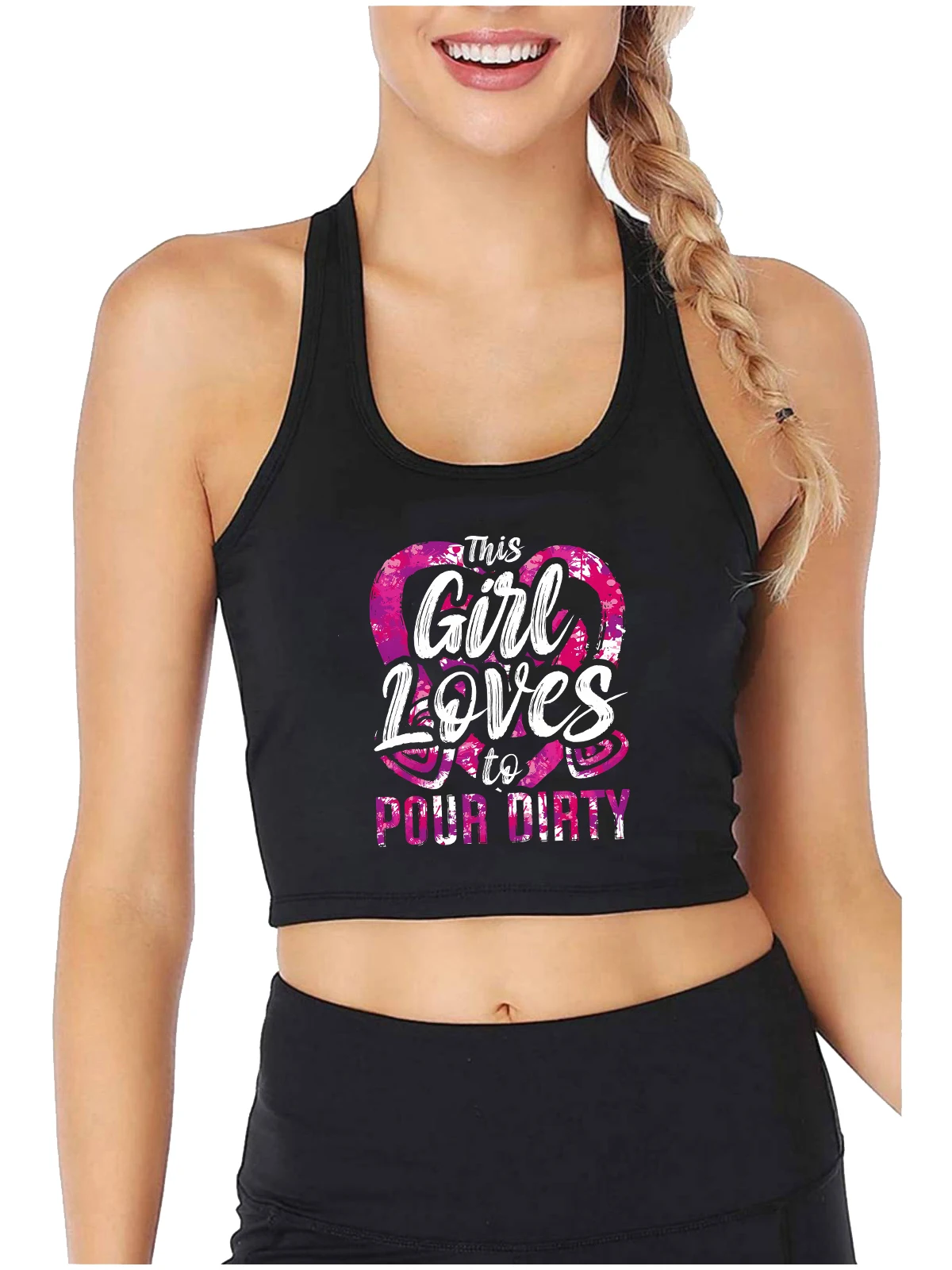 Paint Pouring Fluid Art Girl Loves To Pour Dirty Design Sexy Crop Top Street Fashion Funny Tank Top Customisable Cotton Camisole