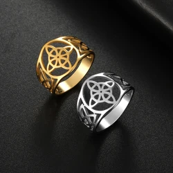 Lemegeton Celtic Witch Knot Rings for Women Men Amulet Finger Ring Stainless Steel Vintage Protection Wicca Jewelry Wedding Gift