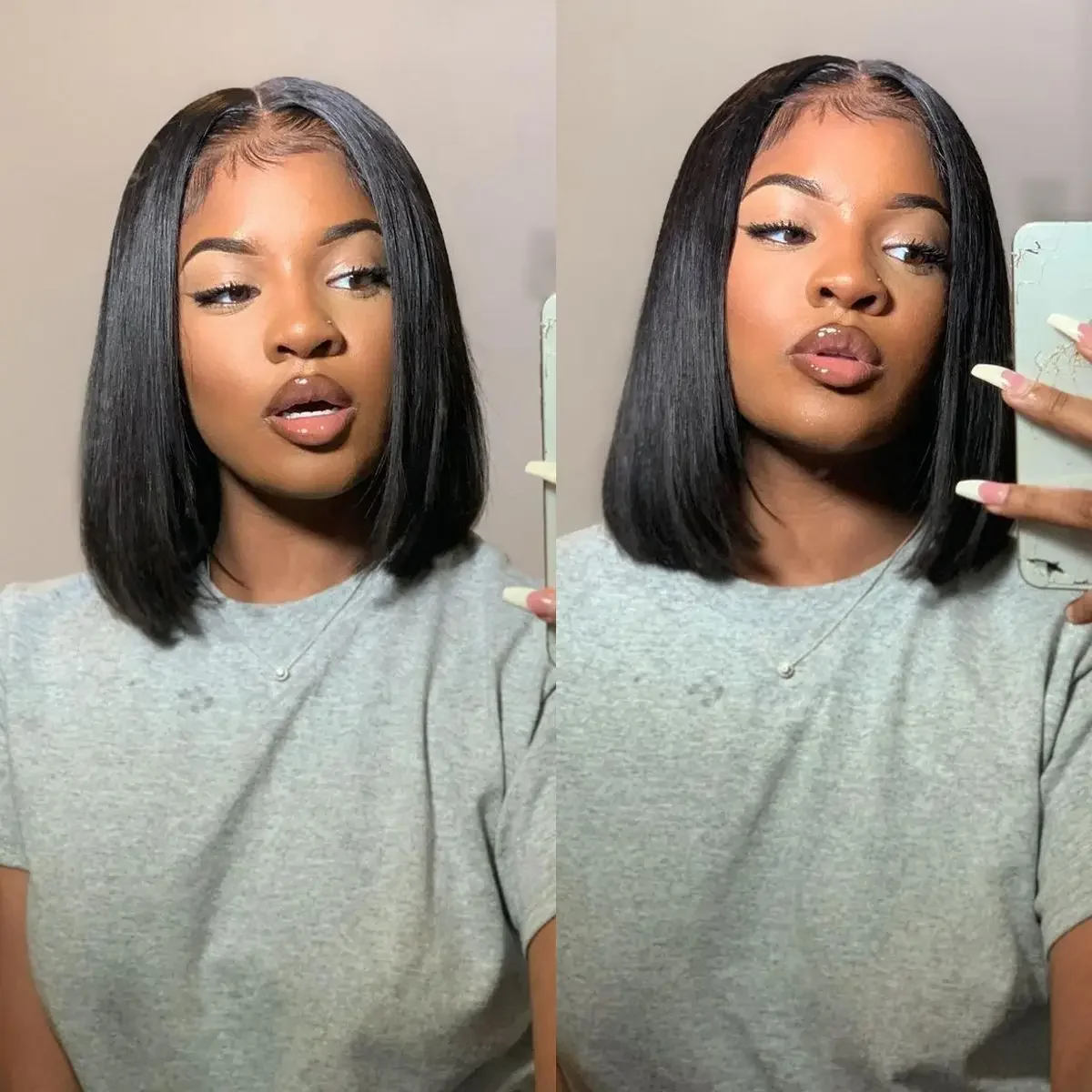 

Vietnamese Bone Straight Bob Human Hair Short Wig 13x4 Lace Frontal Bob Wig Human Hair Pre plucked Wig For Women Natural Color