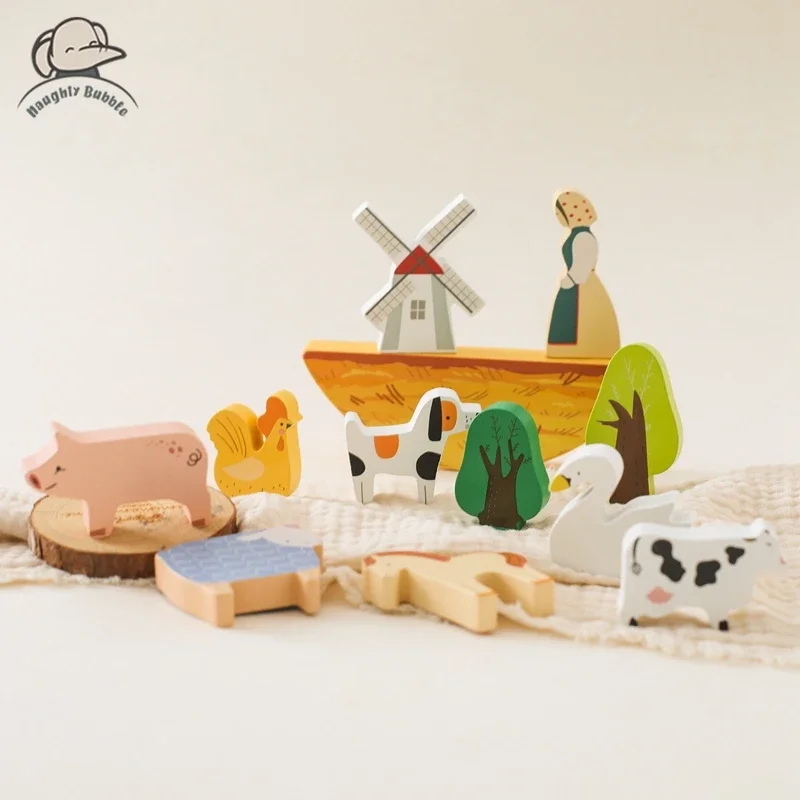 

Montessori Game 1Set Of Farm Simulated Wooden Children's Toys Educational Room Decoration Desktop Furnishings Gift
