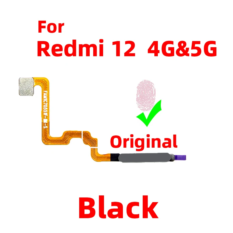 Original For Xiaomi redmi 12 5G Fingerprint Sensor Home Return Key Menu Power Button Flex Ribbon Cable