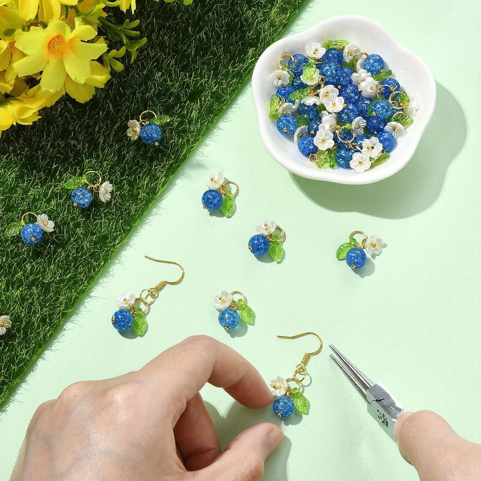 30 Blueberry Charms, Suitable for Earrings and Other Handmade Crafts, DIY Bracelets, Necklaces, Earrings, and Handmade Jewelry Accessories - view 4