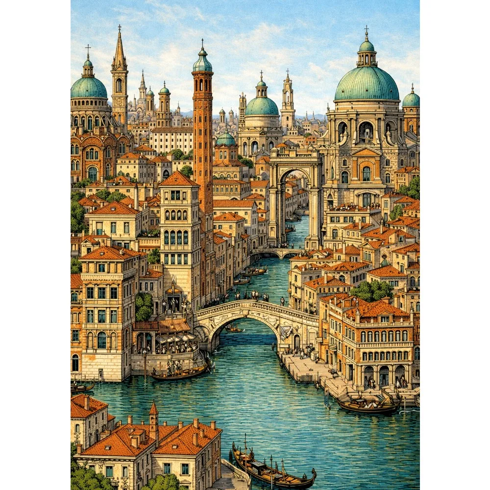 

500/1000/1200/2000PCS Puzzle Retro Water Town Jigsaw Puzzles Leisure and Relaxation Modern Home Wall Decor Educational Gifts