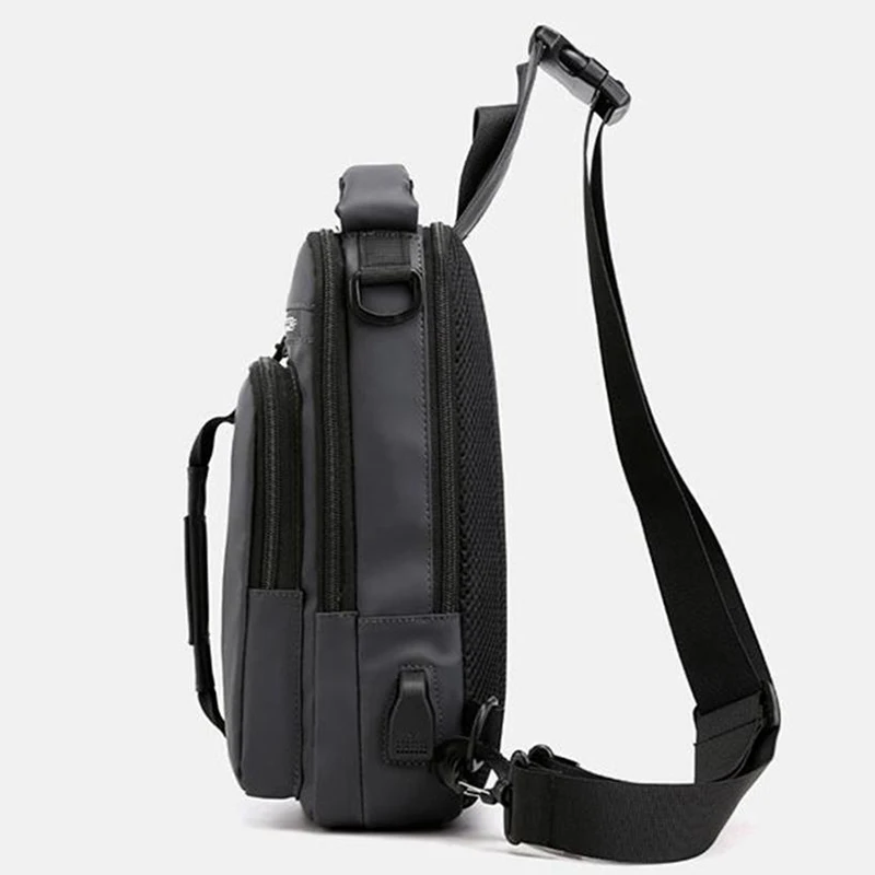 Bolso cruzado de nailon con puerto de carga USB para hombre, mochila multifunción de viaje al aire libre, impermeable, informal