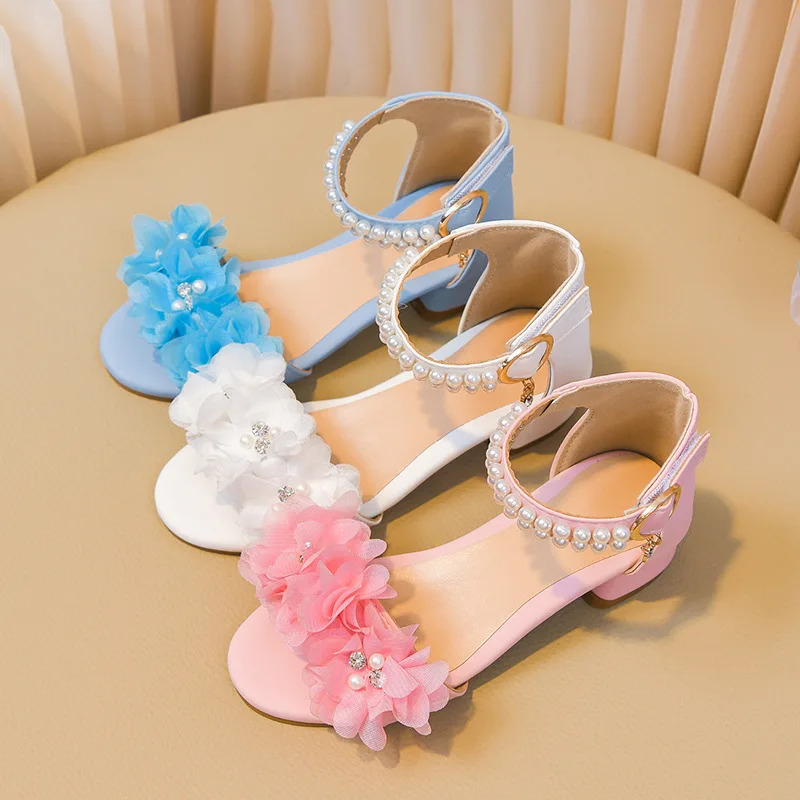 

Kids Dance Shoes for Party Wedding Girls Princess Sandals High Hell 2026 Summer New Children Dress Shoes Soft Bottom