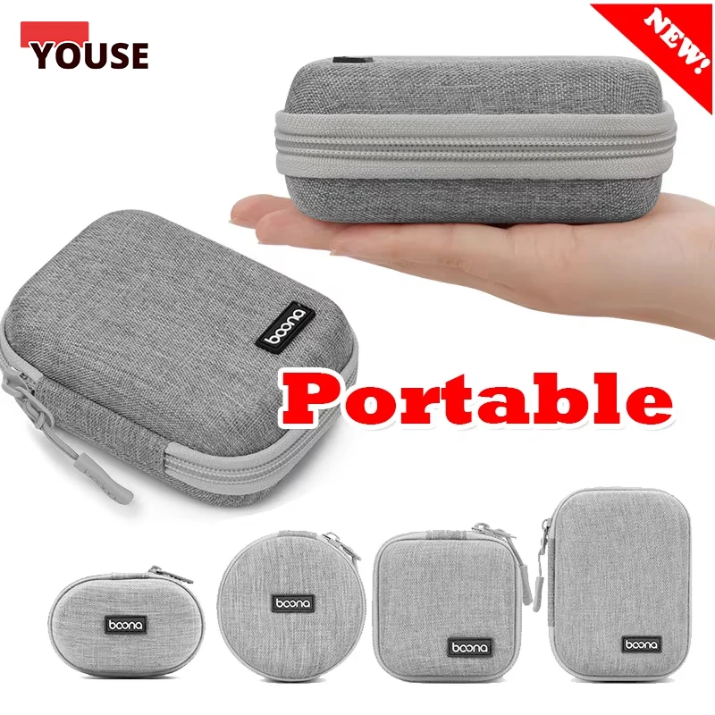 Portable Travel Storage Bag for Data Cable,charger U Disk,earphone | Mini Business Handbag Hard Shell Tech Gadgets Zipper Pouch