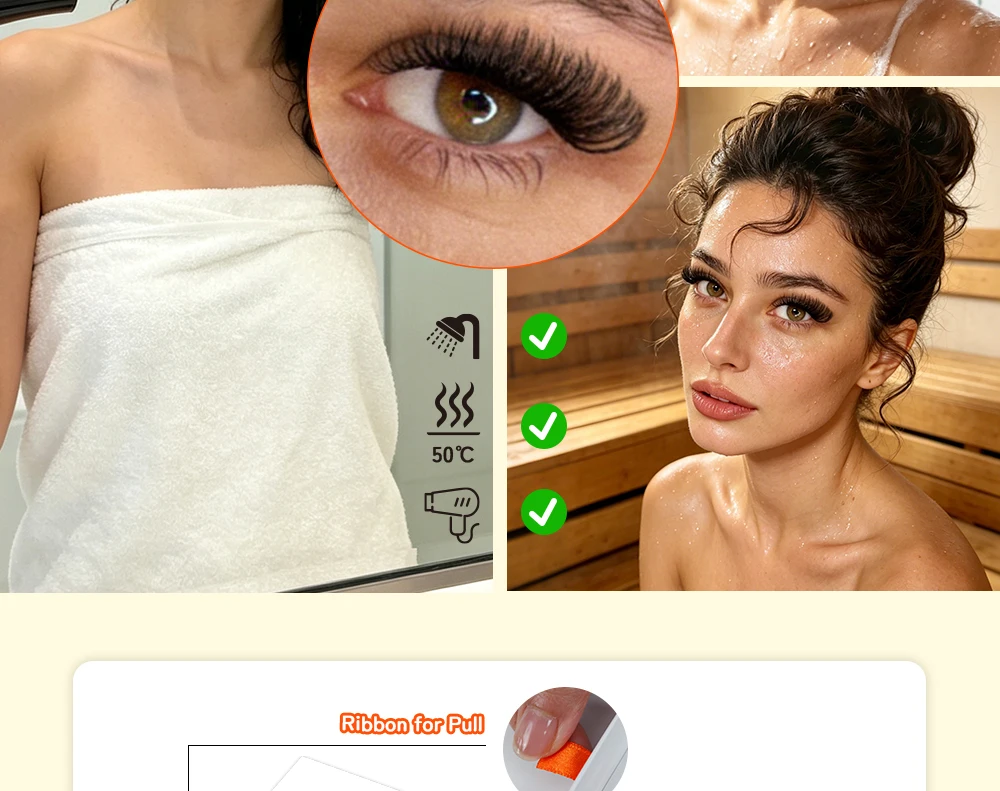 LUKATME Doppelte 3D W-Form Wimpernverlängerungen, vorgefertigte Fächer, W-6D Wimpernbüschel, C/D-Curl, weiche, volle, dichte Wimpern, 8-15 mm, für den Salon – Detail 9