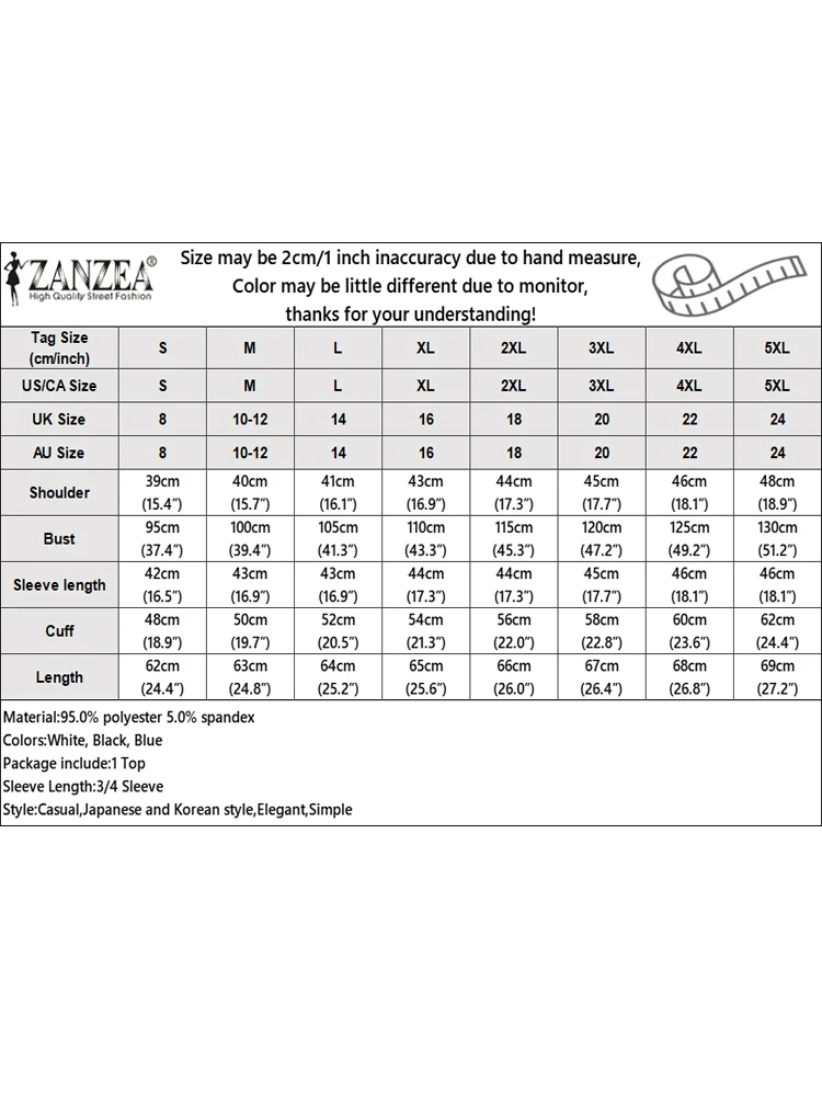 ZANZEA Donna Bohemain Camicetta stampata Camicia estiva Elegante scollo a V Manica a 3/4 Top da vacanza Donna Orlo arricciato Lavoro Blusas Oversize