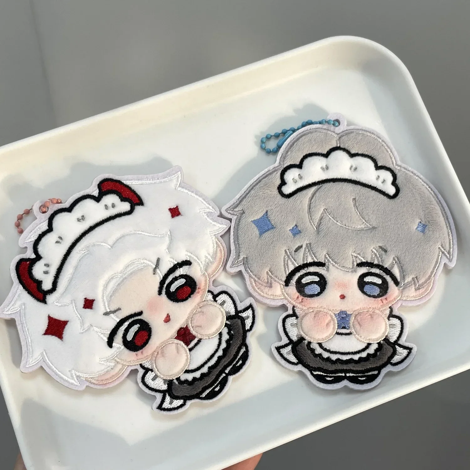 Anime miłość i głębokie przestrzeń Sylus Rafayel Xavier Zayne Caleb Cosplay haftowana naklejka brelok Cartoon włóknina brelok wisiorek