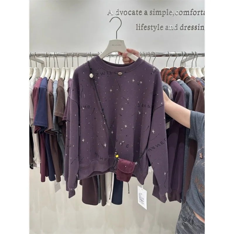 خريف جديد المرأة معطف قصير فضفاض الأوروبي بأكمام طويلة البلوز جولة الرقبة البلوز #1