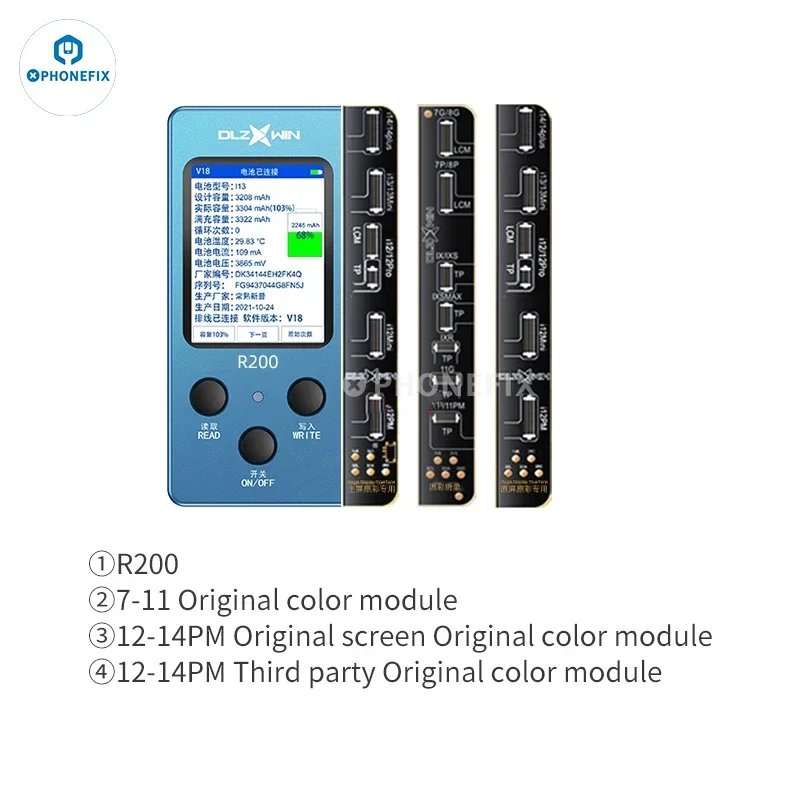 Códec de reparación de Color primario DL R200 para iPhone X, 11, 12, 13, 14 Pro Max, programador de recuperación de tono verdadero de Color Original multifuncional