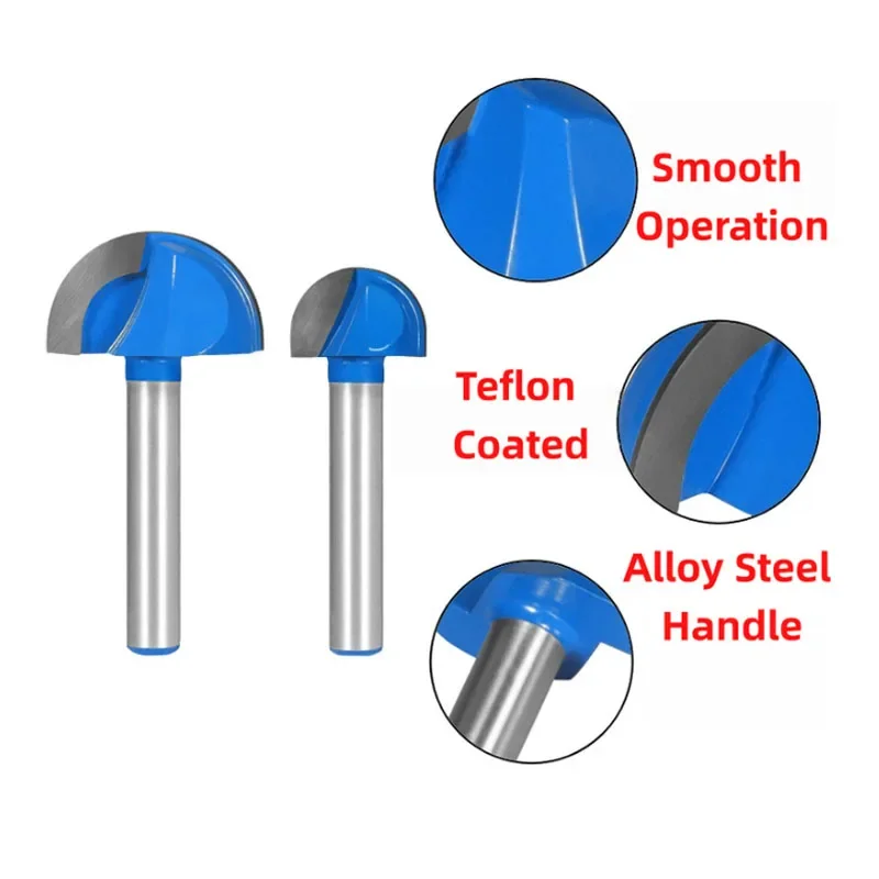 1/4 Shank Ball Nose Router Bit Semi-Circular Slotting Cutter, Round-bottom Engraving Cutter, Semi-Circular Face Milling Cutter