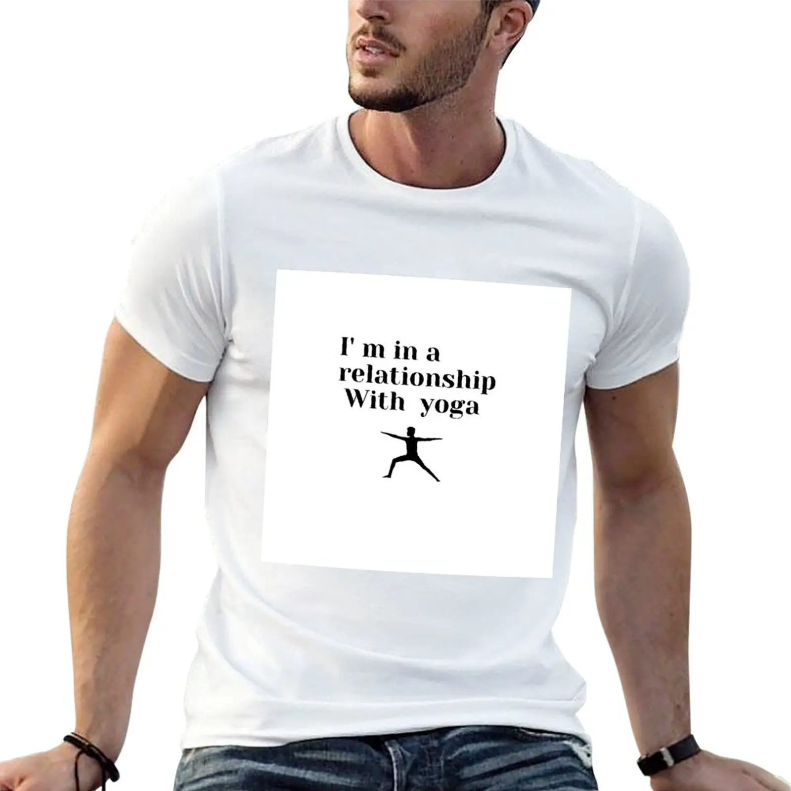 

I'm in a relationship with yoga T-Shirt t shirt custom print t shirt man casual T-Shirt