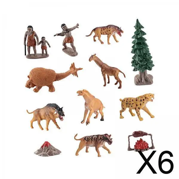 

Ancient Animal Figurines Plastic Miniatures Accessories for Figures Primitive Men Model for Collectors and Kids