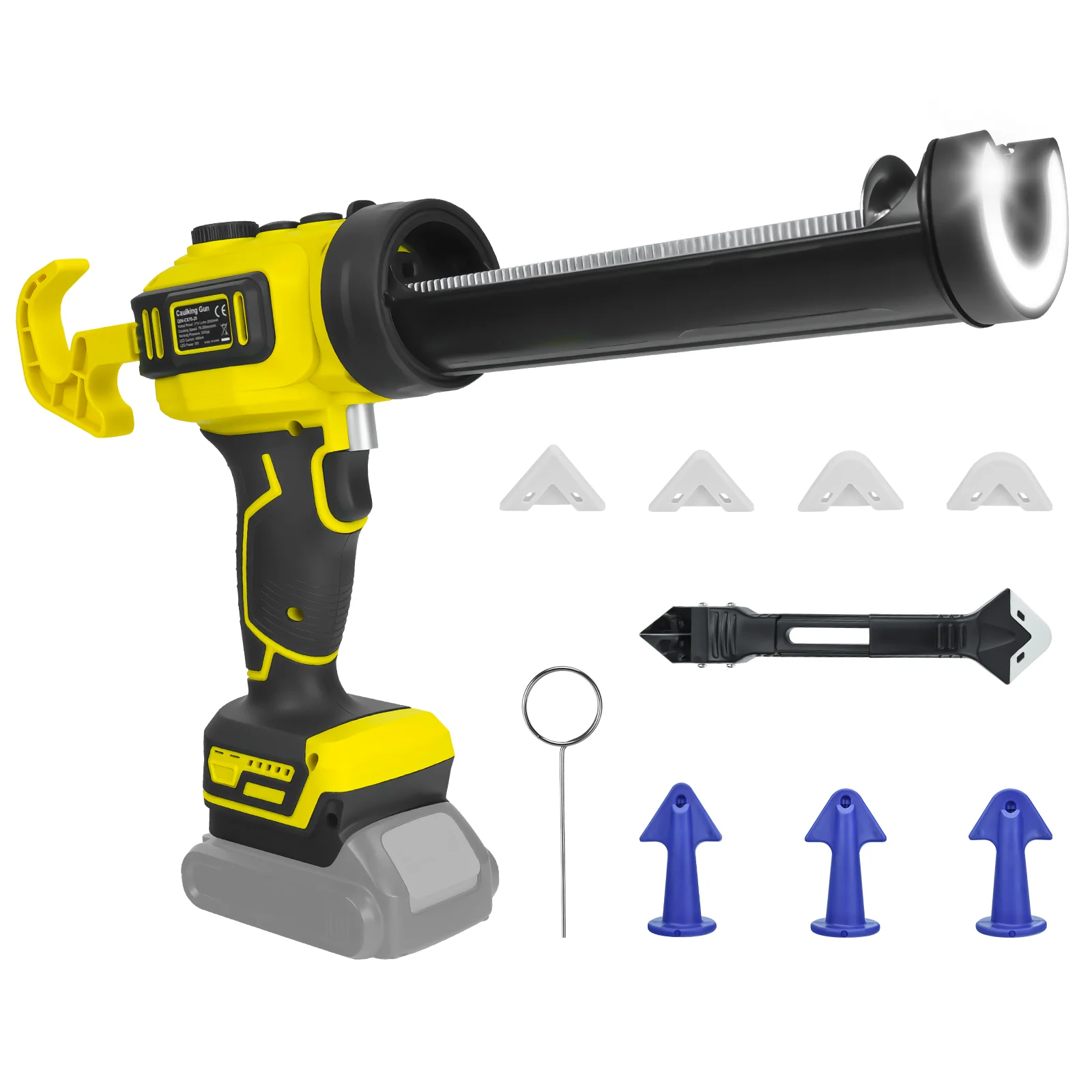 Cordless Caulking Gun Electric Silicone Gun Drip-Free Adhesive Sealant Gun Filling Sealing Power Tool for Dewalt 20V Battery Pin