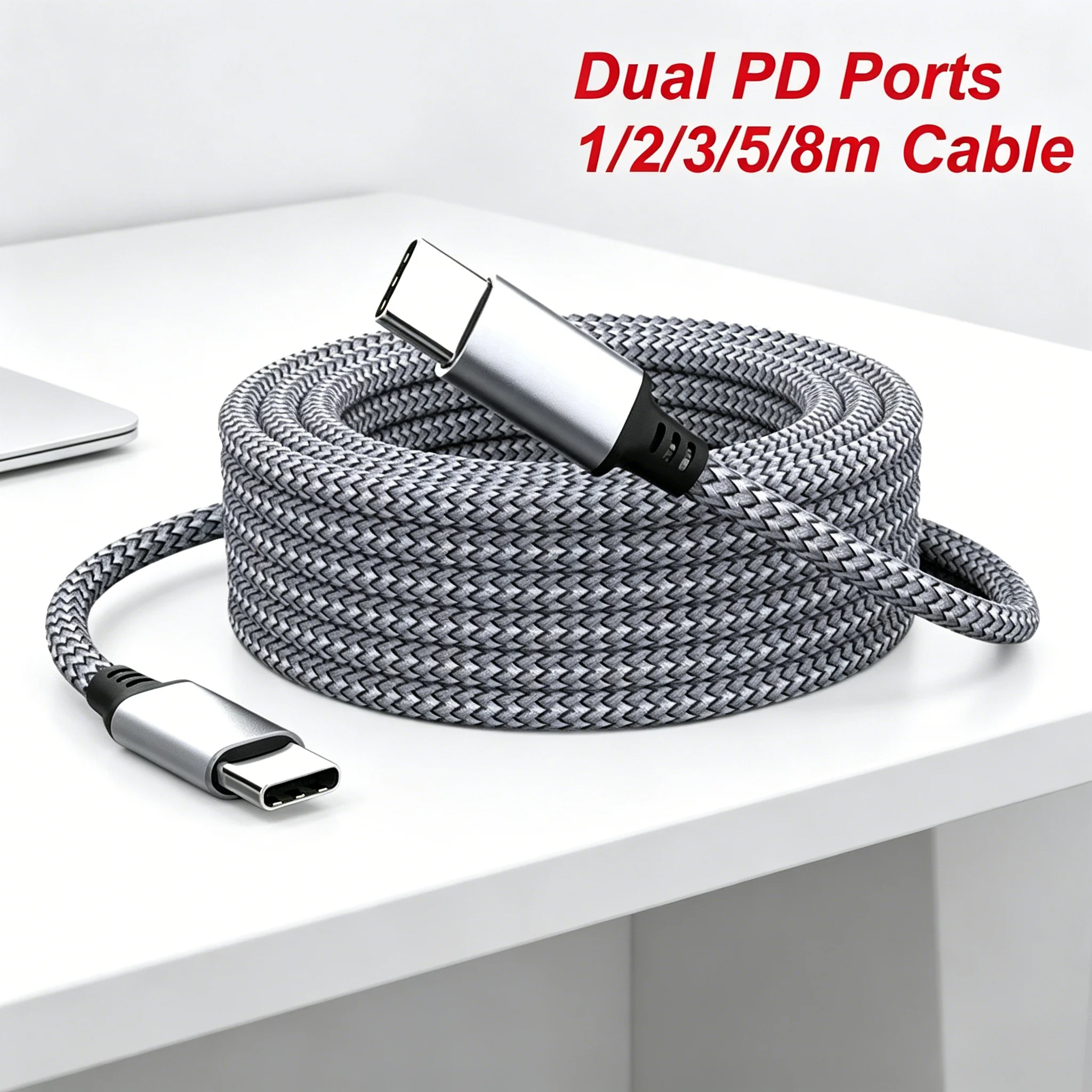 3M 5M 8M Extra Long PD 60W Type C to Type-C Extension Cord High Speed Data Sync Fast Charging Cable For Huawei Xiaomi 15 Samsung