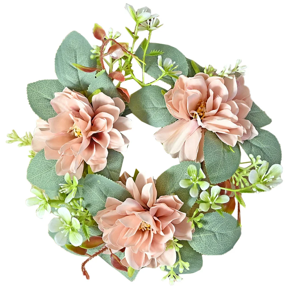 

Wreath Artificial Flower Ring For Pillar Candles Table Centerpiece Wedding Party Decoration Fake Leaf Wreath
