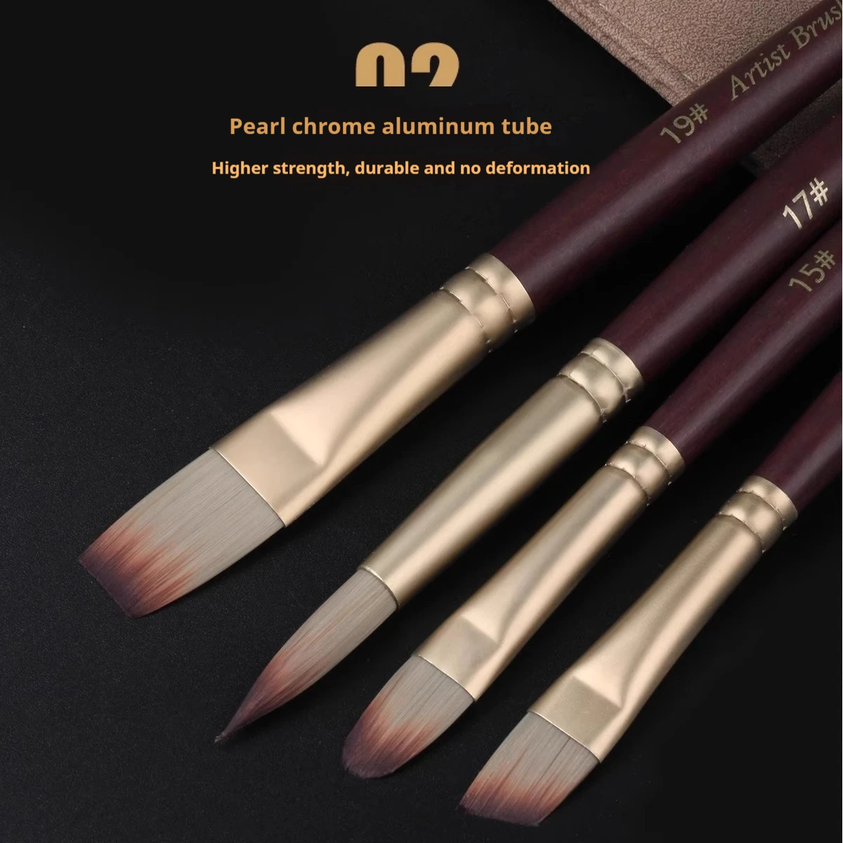 فرش طلاء أكريليك، فرش طلاء زيتية، مجموعة فرش طلاء فنية، حقيبة مع مكشطة، 25 قطعة من فرش الغواش بمقبض خشبي