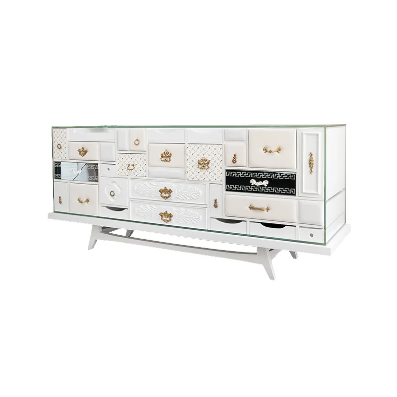 

Italian living room household dining side cabinet high-end solid wood decorative cabinet