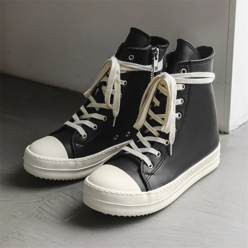 Niche trendy couple leather retro high top casual sports high street board shoes