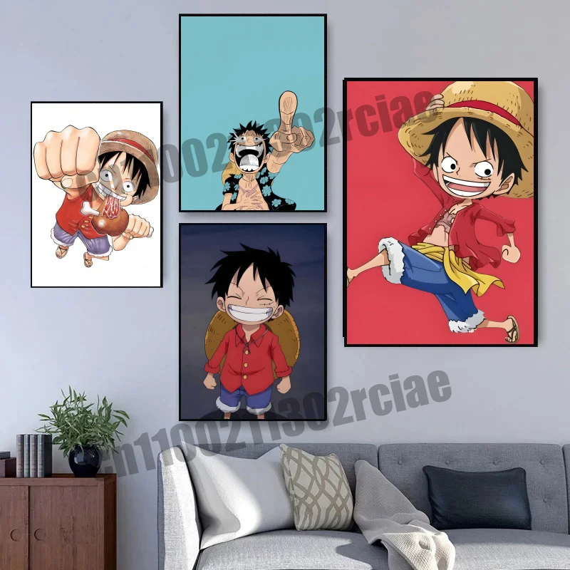 

Japanese Classic Childhood Anime, Luffy, Cute Style Canvas Painting Art Poster Suitable for Living Room Home Decoration Gift