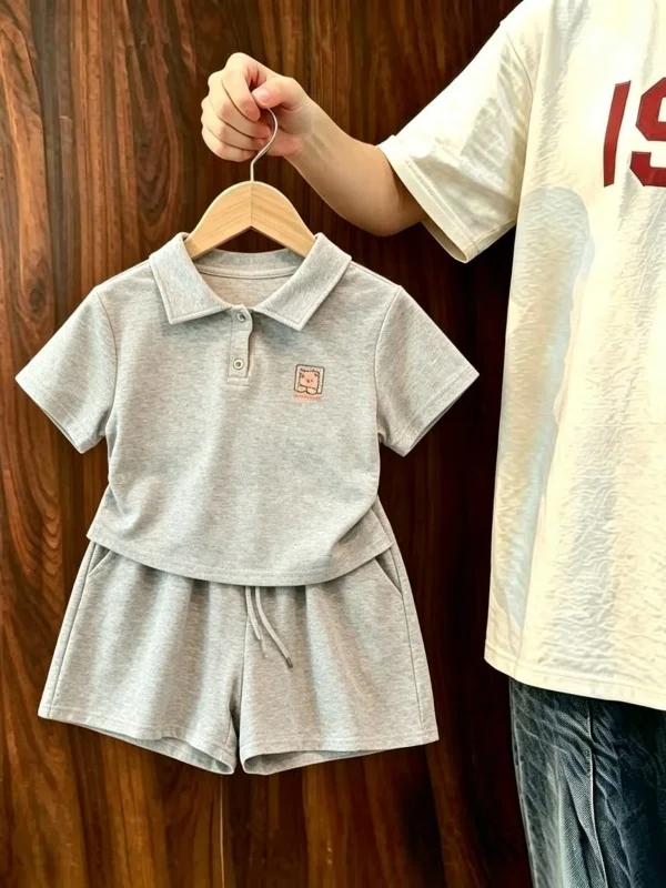 

Girls Summer Outfit Set Casual Sporty Two-Piece Suit Wide Leg Pants Fashionable Children's Clothing Ensemble for Girls