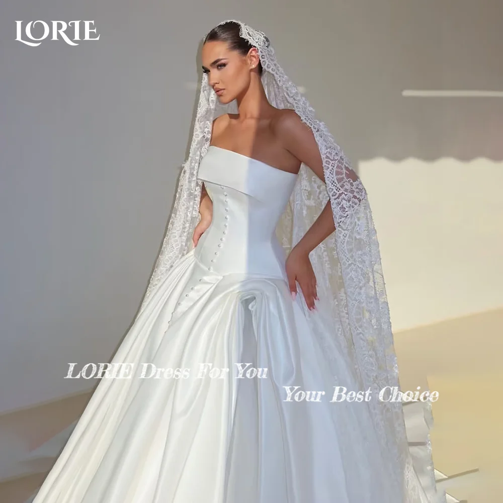 LORIE Satin Strapless Wedding Dresses Bobycon Mermaid Bridal Gown Sleeveless Crepe Customized Simple Party Gown vestido de noiva