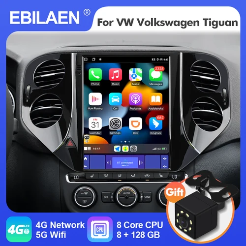 EBILAEN-Autoradio Android 12 avec Écran Vertical, Navigation, Carplay, 2DIN, Limitation, VW, Volkswagen Tiguan, 2010-2016