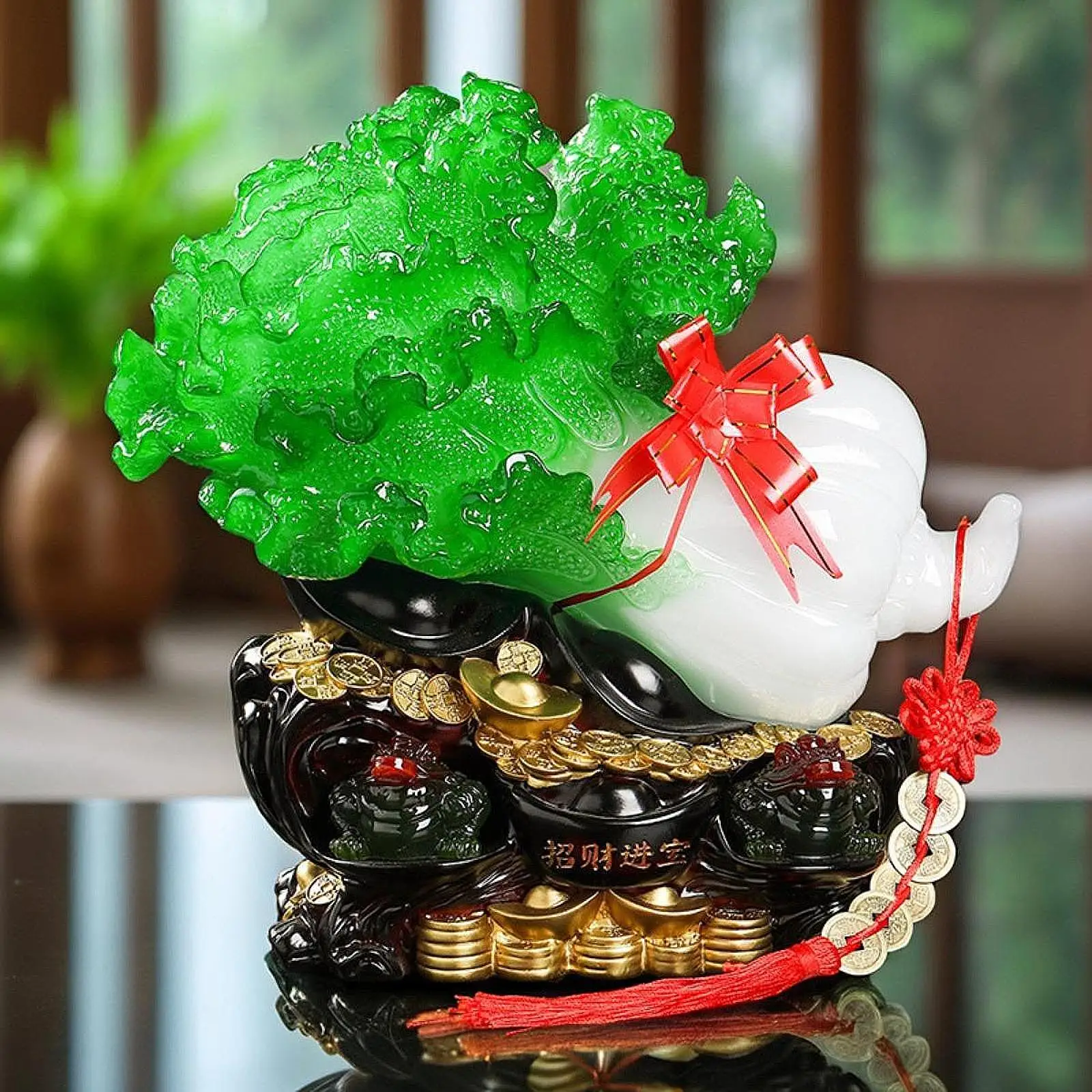 

Delicate Vegetable Adornment Practical Traditional Jade Cabbage Wealth Ornament for Living Room Car Home Decoration Desk Office