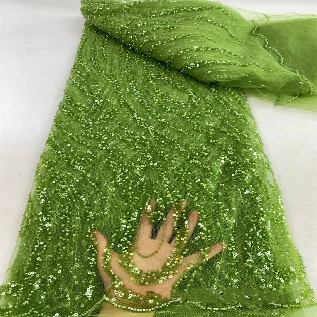 8 Colors Evening Party Gown Mesh Wedding Dress Sequin Tube Fabric Beaded Embroidered Diamond Striped Material Accessories