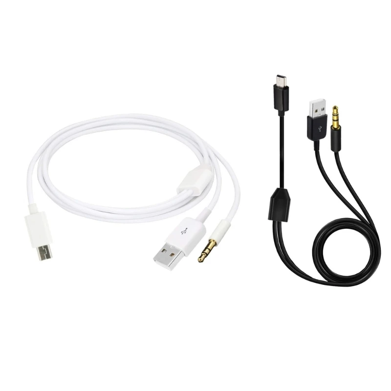 Gold-plated USB Charging Cord to Mini B Male & 3.5mm Plugs Cable 100cm Drop Shipping