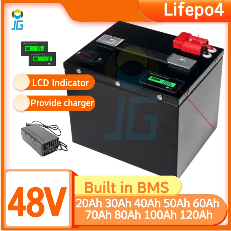 

Lifepo4 48V 20Ah 30Ah 40Ah 50Ah 60Ah 70Ah 80Ah 100Ah 120Ah Lithium Battery for 1000W 2000W 5000W Golf Cart Rickshaw Tractor