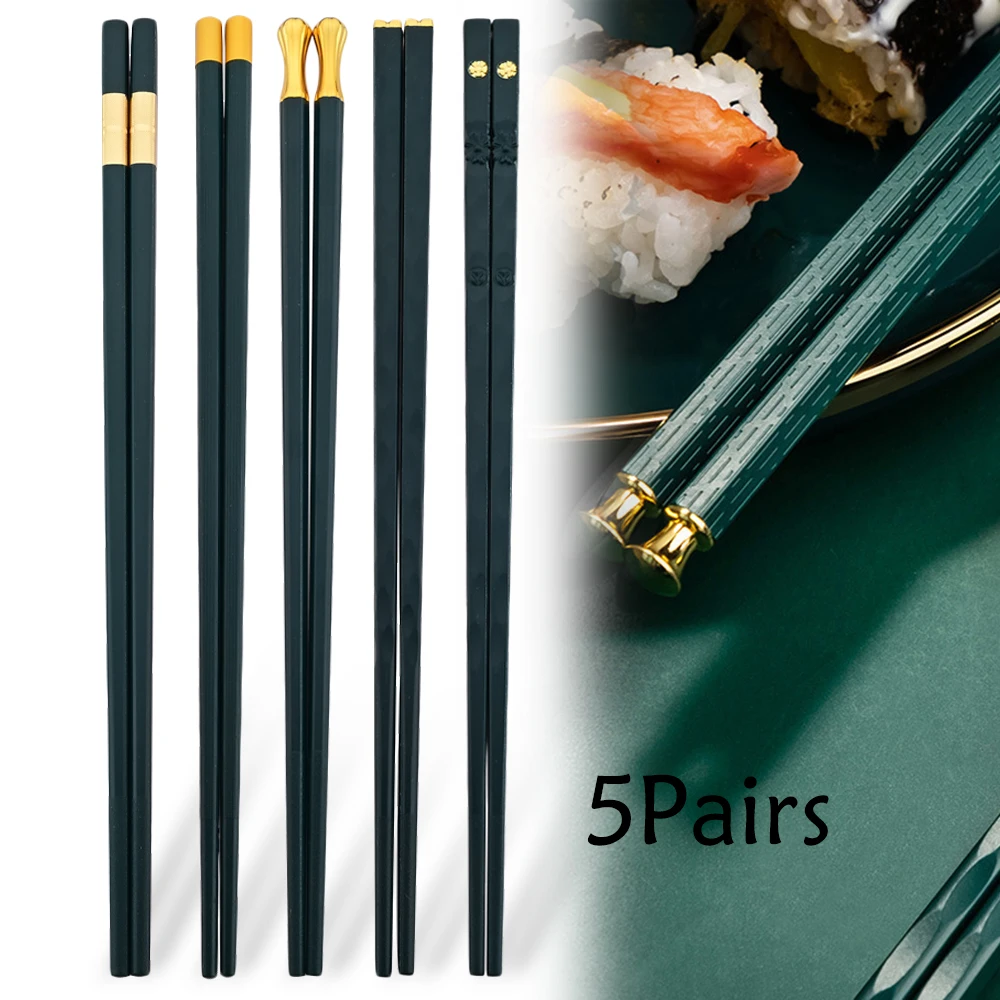 5 Pairs Japanese Chinese Chopsticks For Eating Food Sushi Sticks Reusable Metal Korean Chopsticks Set Healthy Tableware