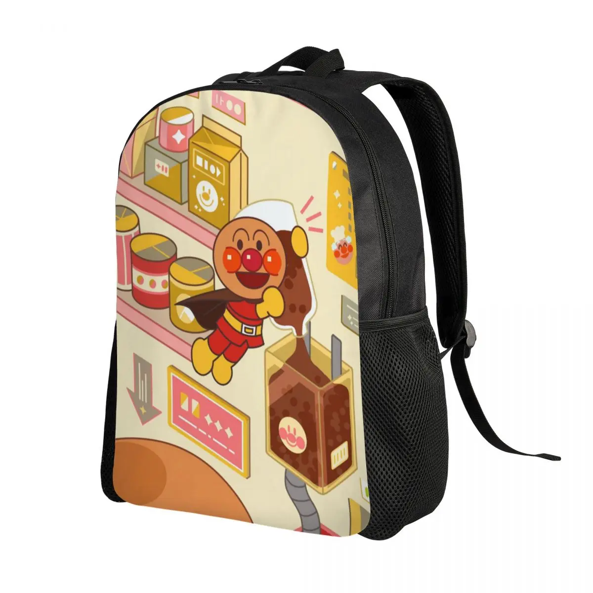 Benutzerdefinierter Anpanmans-Rucksack mit 3D-Druck für Mädchen und Jungen, niedliche Cartoon-Schule, College-Reisetaschen, Männer und Frauen, Büchertasche, passend für 15-Zoll-Laptops