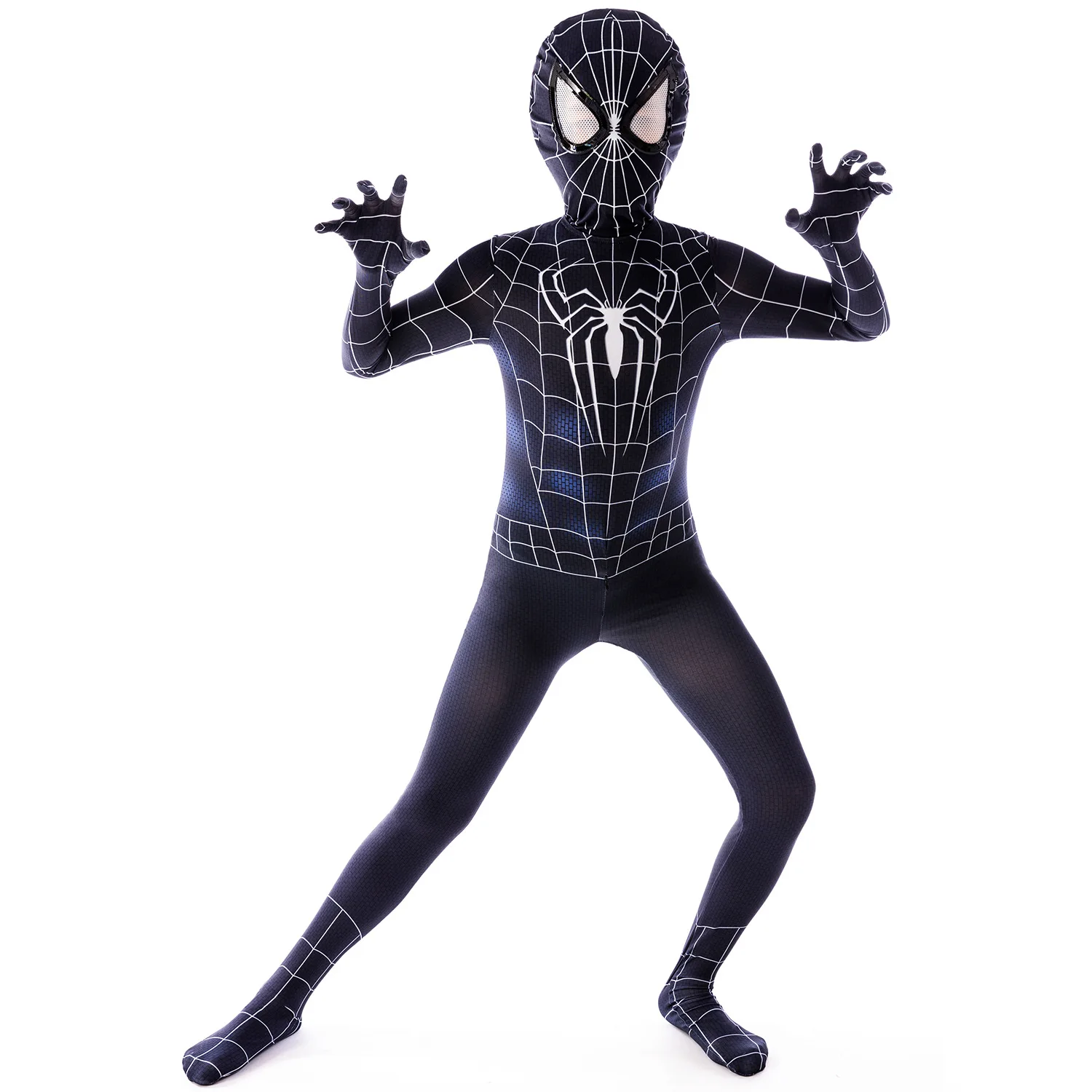 Kids Boys Black Spider-man Cosplay Costume Christmas Venom Spider Jumpsuit Superhero Bodysuit Child Adult Clothes Back To School