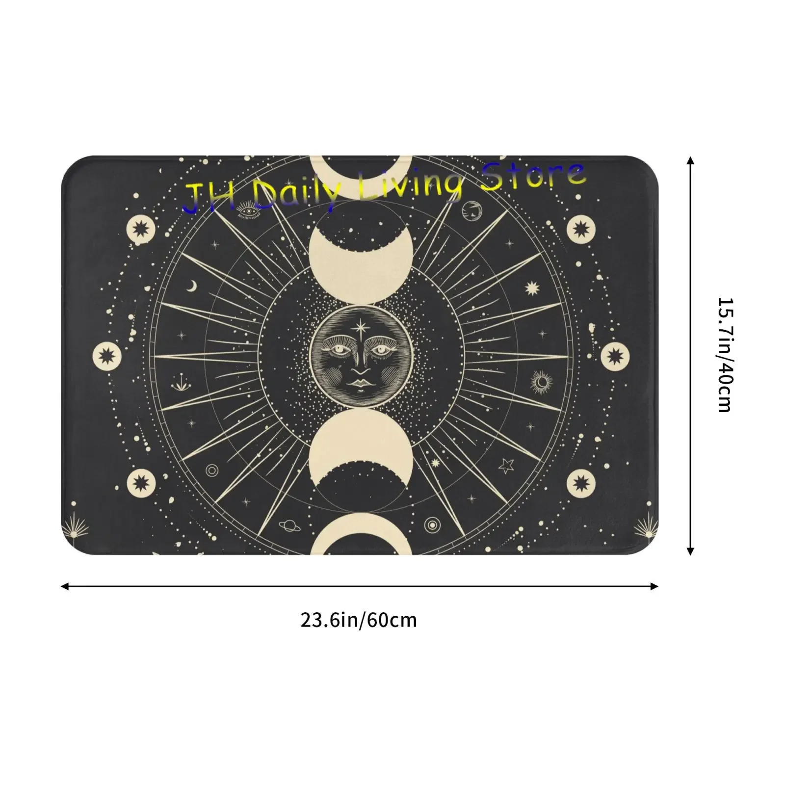 Moon Star Mystic Sun Astrology Tarot Goth Doormat Entrance Floor Mat for Kitchen Bedroom Living Room Bathroom Anti-Slip Rugs