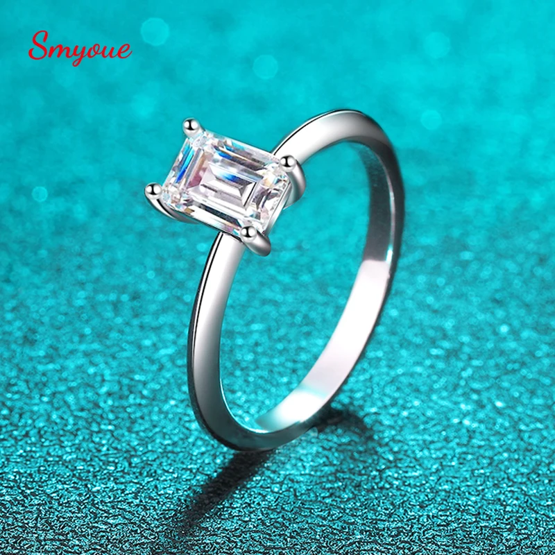 

Smyoue Radiant/emerald Cut 1ct Wedding Moissanite Rings for Women Sterling Silver S925 Jewelry Lab Diamond Luxury Promise Band