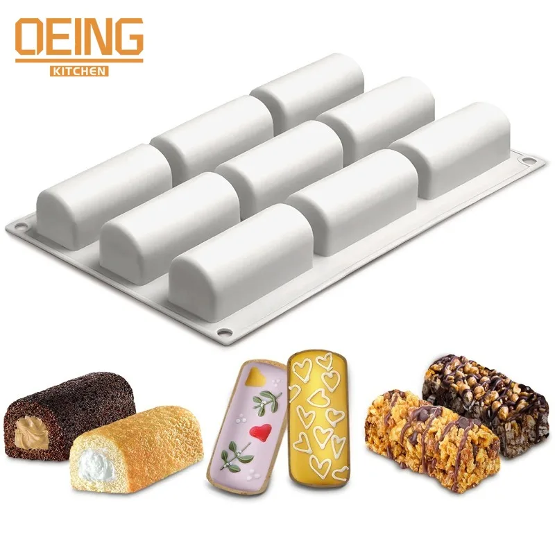 

6-Hole Mini Financier Silicone Baking Mold for DIY French Desserts and Chocolate Pastry Twinkie Yule Log Mold Kitchen Bakware