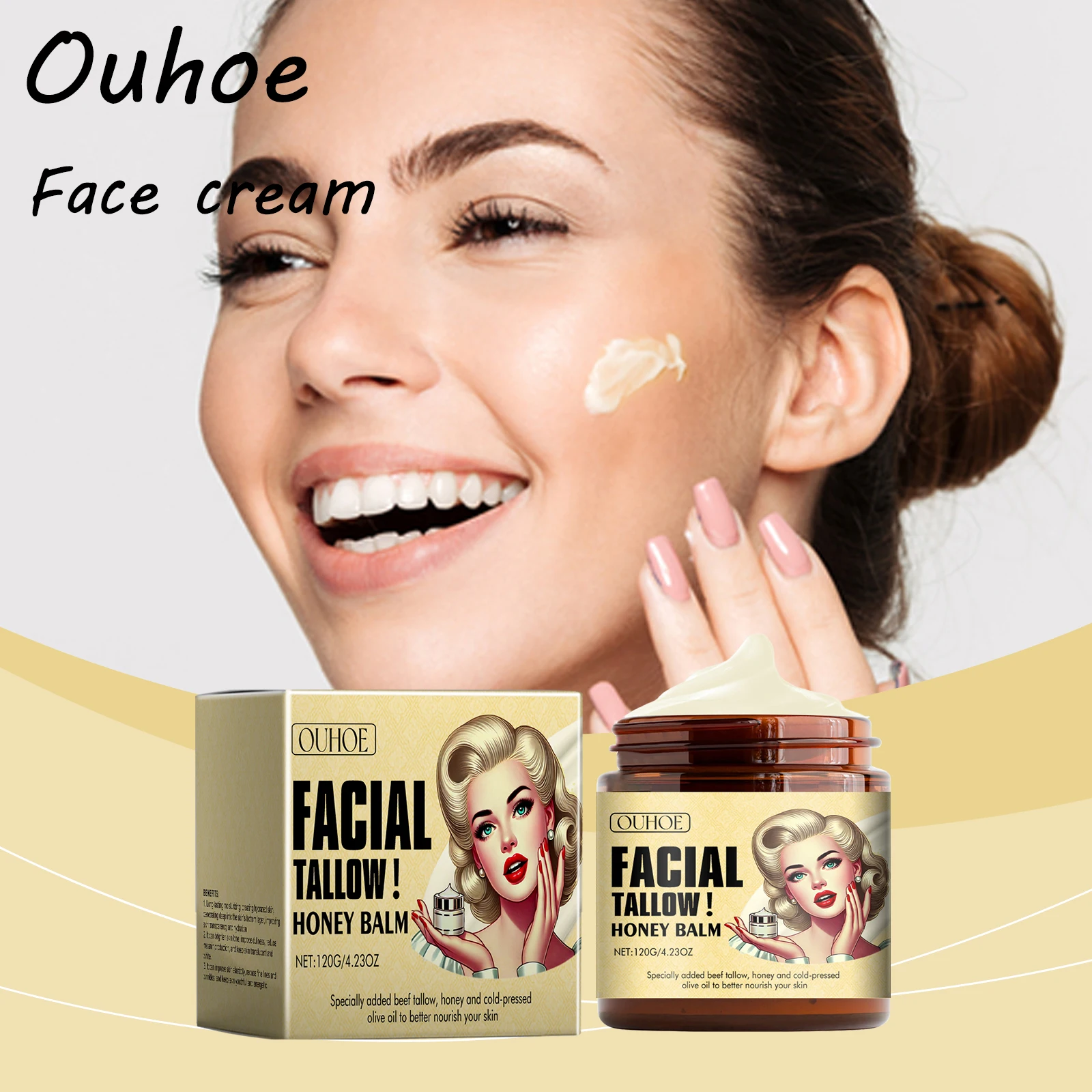 

Ouhoe Face Tallow Honey Balm Deep Moisturizing Anti-oxidant Delay Aging Enhance Skin Elasticity Soothing Discomfort Face Cream