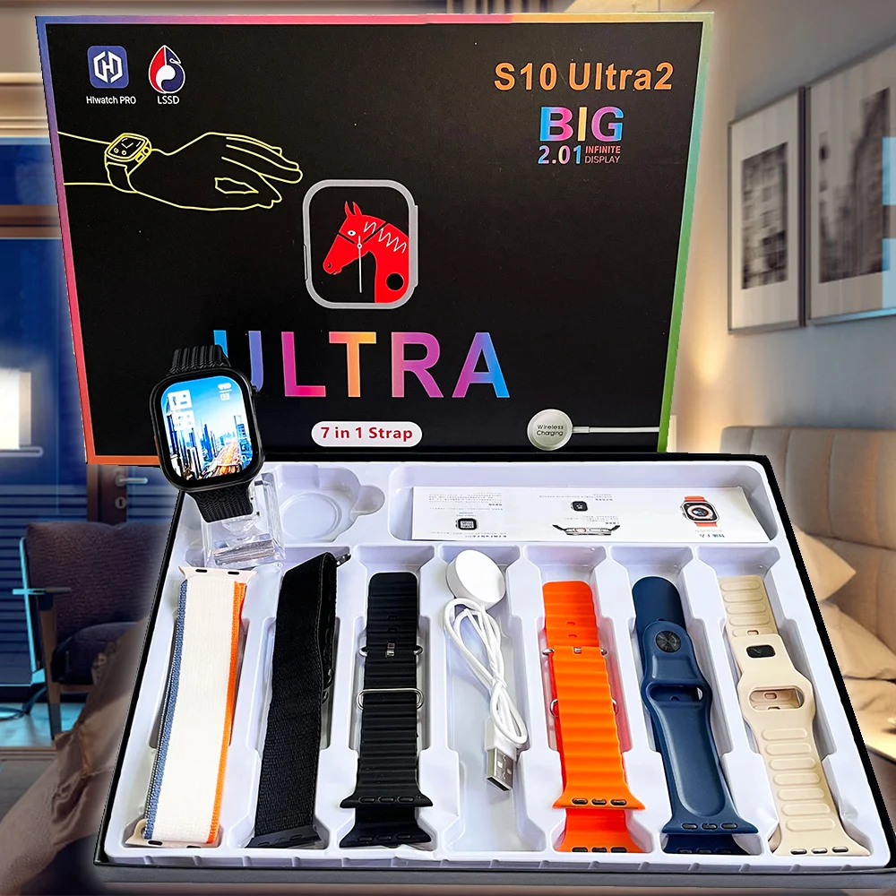 2025New 7 Reloj Correa Reloj Ultra Smartwatch 2.2HD AMOLED Pantalla Circular GPS NFC BT Llamada Reloj inteligente con Funda Protectora