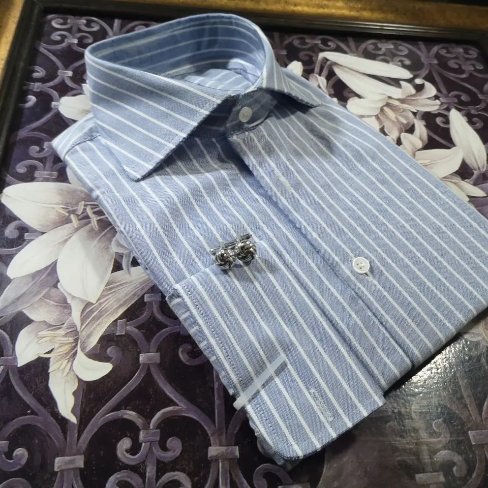 Premium Cotton Striped Shirt Men's Long Sleeve Vintage Windsor Button Spring Collection Slim Fit Regular Thickness Four Seasons